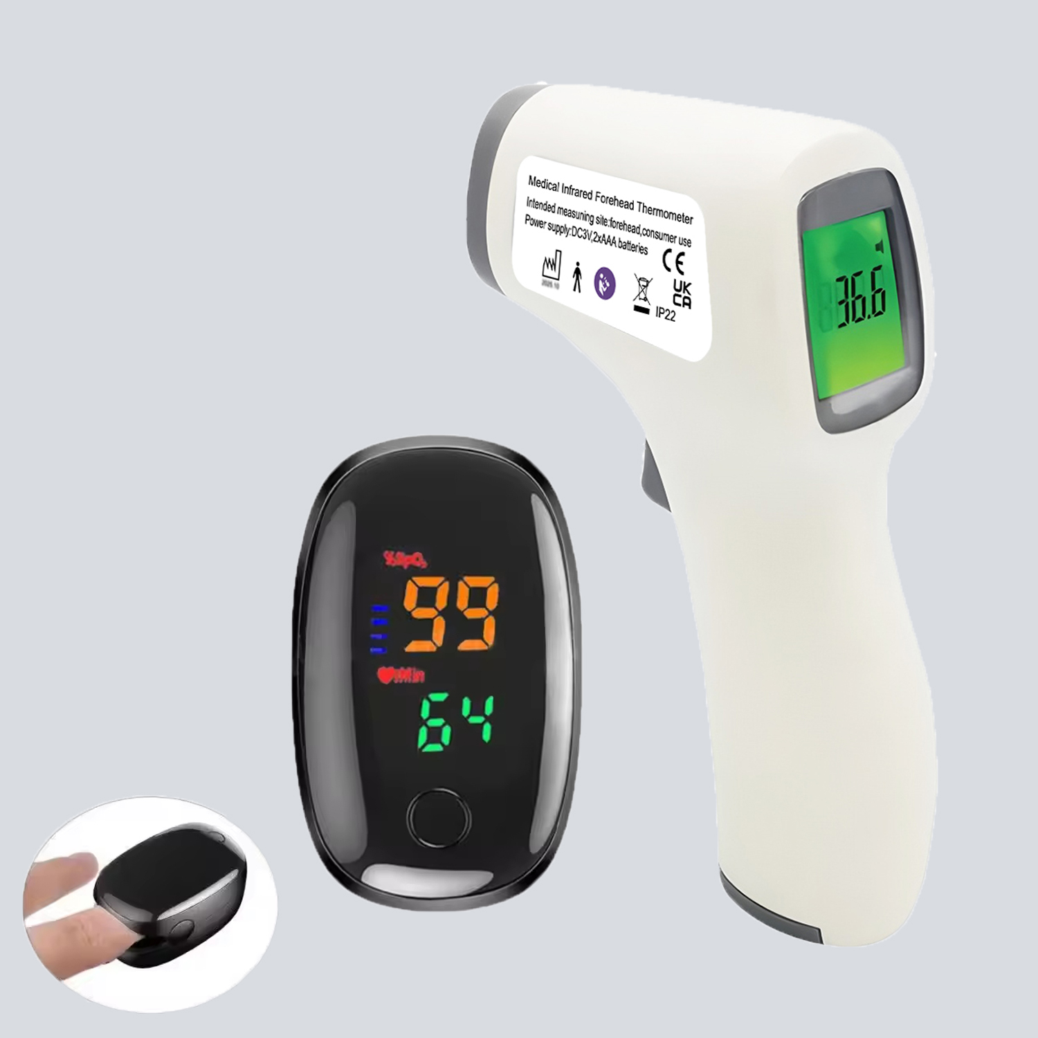 Pulse Oximeter - Taşınabilir Tıbbi Termometre ve Oksimetre Seti